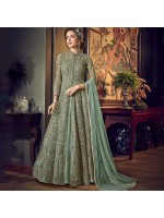 Alluring Mint Green Net Designer Anarkali Suit